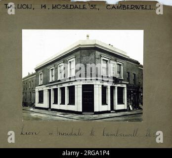 Photographie de Lion pH, Camberwell, Londres. Le côté principal de l'imprimé (illustré ici) représente : coin sur la vue du pub. Le verso de l'imprimé (disponible sur demande) détails: Rien pour le Lion, Camberwell, Londres SE5 7DX. En juillet 2018 . Démoli et nouveau pub construit Banque D'Images