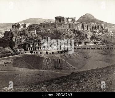 19th siècle photo d'époque: Parthénon, Athènes Grèce Banque D'Images