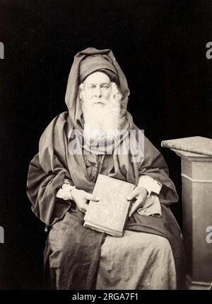 Photographie vintage du 19th siècle : portrait d'un rabbin juif, Palestine, fin 19th siècle Banque D'Images