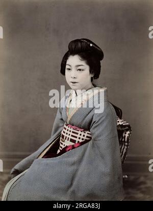 Portrait d'une geisha japonaise. Photographie vintage du 19th siècle. Banque D'Images