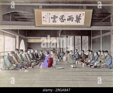 C.1880 s Japon - repas dans une maison de thé Banque D'Images