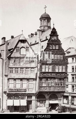 Photographie vintage du 19th siècle - ancienne maison, Francfort, Romberg, Allemagne. Banque D'Images