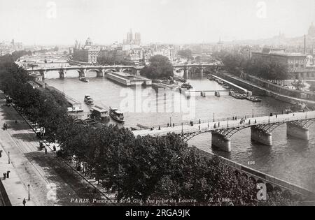 Photographie du XIXe siècle - panorama de la ville de Paris sur la Seine, prise du Louvre. Banque D'Images