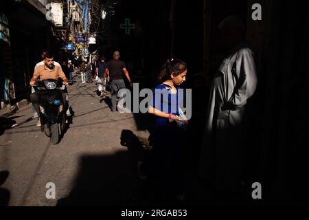 BEIRUTE, BE - 12.07.2023 : CAMP DE RÉFUGIÉS DU LIBAN - Une rue du camp de réfugiés de Shatila. Beyrouth - Liban (photo : Nicolò Ongaro/Fotoarena) Banque D'Images