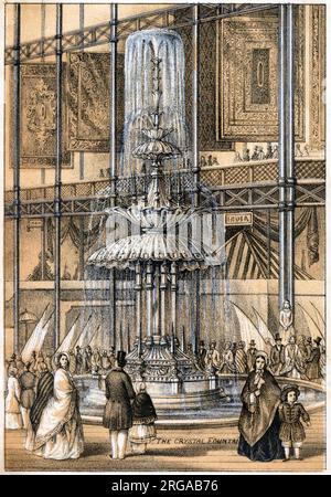 La grande exposition de 1851, Hyde Park, Londres - la fontaine de cristal Banque D'Images