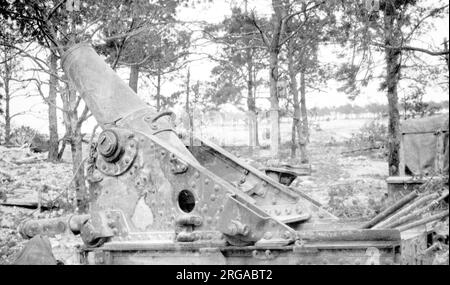 Modèle de 270 mm 1885. Un mortier lourd des forces d'artillerie françaises. Banque D'Images