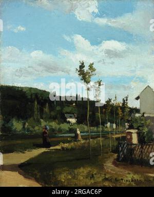 Poussettes sur une route de campagne, la Varenne-Saint-Hilaire 1864 par Camille Pissarro Banque D'Images