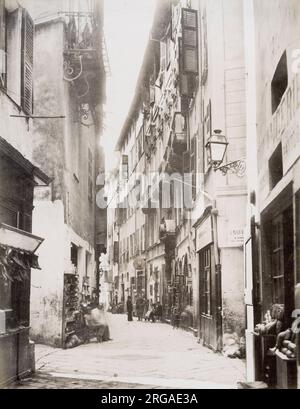 Photographie du XIXe siècle - rue de la vieille ville de Nice, France Banque D'Images