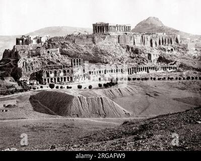 C.1880 s Grèce Athènes - l'Acropole et le Parthénon Banque D'Images