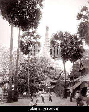 C.1890 L'Inde Birmanie Myanmar Yangon Yangon - Philip Klier studio - Shwedagon pagoda Banque D'Images