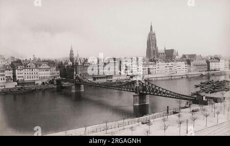 Photographie vintage du 19th siècle : Francfort, Allemagne, rivière main. Banque D'Images