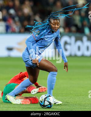 Adélaïde, Australie. 8 août 2023. La française Kadidiatou Diani concourt au match de la ronde de 16 entre la France et le Maroc à la coupe du monde féminine de la FIFA 2023 à Adélaïde, Australie, le 8 août 2023. Crédit : Ding Ting/Xinhua/Alamy Live News Banque D'Images