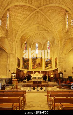 Choeur avec murale de l'UNESCO Roman St. Église abbatiale d'Egidius, St-Gilles, Gard, Camargue, Provence, France Banque D'Images