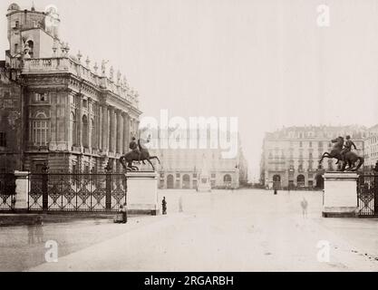 Photographie ancienne du XIXe siècle : Piazza Castell, Turin, Italie. Banque D'Images