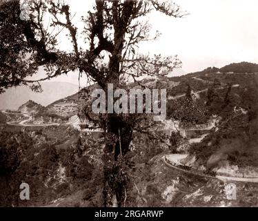 Chemin de fer de montagne à proximité de l'Himalaya, l'Inde, c.1870's Banque D'Images