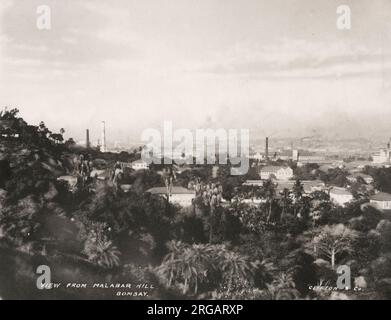 Photographie vintage du 19th siècle: Vue de Malabar Hill, Bombay, Mumbai, Inde/ Banque D'Images