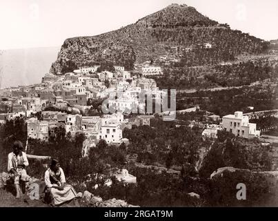 Photo d'époque du XIXe siècle Italie - vue sur Capri Banque D'Images