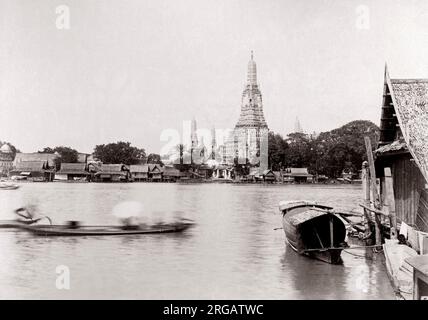 1880 South East Asia - Siam Thaïlande Bangkok pagode du temple Banque D'Images