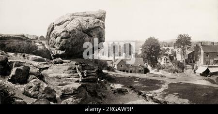 Photographie vintage du XIXe siècle : Toad Rock, Tunbridge Wells, Kent, Angleterre, image c.1870. Banque D'Images