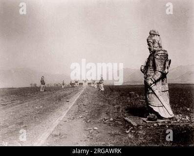 Vintage Photo 19e siècle Chine c.1880 s - animaux en pierre sur l'avenue avec les tombeaux Ming près de Pékin Beijing Banque D'Images