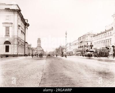 19e siècle vintage photo Russie - Nevsky Prospect, la rue principale de la ville de Saint-Pétersbourg, Russie, nommé d'après le 13e siècle prince russe Alexandre Nevsk Banque D'Images