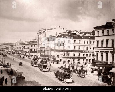 19e siècle vintage photo Russie - Nevsky Prospect, la rue principale de la ville de Saint-Pétersbourg, Russie, nommé d'après le 13e siècle prince russe Alexandre Nevsk Banque D'Images