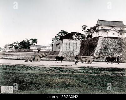 C.1880, le Japon - Tokyo casernes et château Banque D'Images