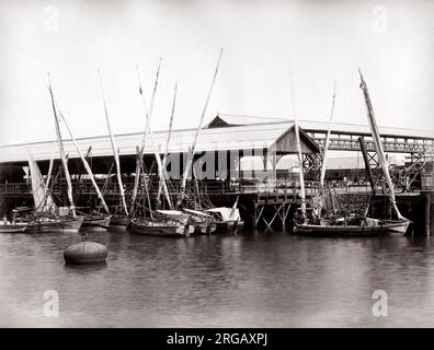 C. 1880 Inde Pakistan - bateaux à un quai à Karachi Banque D'Images