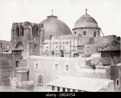 Photographie ancienne du XIXe siècle : église du Saint-Sépulcre, Jérusalem, Israël moderne. William Hammerschmidt, années 1860. Banque D'Images