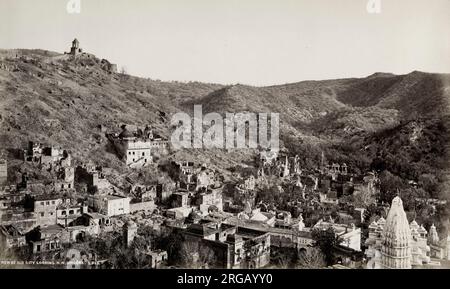 Photographie vintage du XIXe siècle - Amer ou Amber, est une ville dans l'État du Rajasthan, en Inde. Elle fait maintenant partie de la société municipale de Jaipur. Banque D'Images