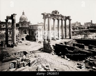 Photographie ancienne du XIXe siècle : ruines romaines du Forum, rome, Italie, image c.1880. Banque D'Images