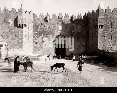 La porte de Damas, Jérusalem, Palestine, Israël, Terre Sainte, c.1890 Banque D'Images