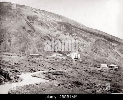 C.1880 s Italie - funiculaire sur le Mont Vésuve Banque D'Images