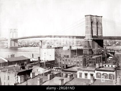 C.1890s USA - New York - Brooklyn Bridge Banque D'Images