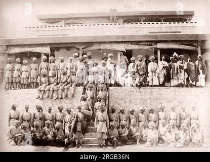 19e siècle vintage photo Inde - Kuki Khel, Afridi, régiment indigène de l'armée britannique, c.1880 s Banque D'Images