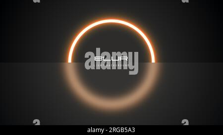 Anneau lumineux lumineux phosphorescent sur fond noir avec verre rouillé dans le style glassmorphisme. Bannière moderne abstraite, lumière néon laser cercle, effet de flou sur demi-bac Illustration de Vecteur