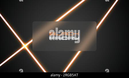 Black Friday sale Glow Neon laser Line arrière-plan. Cadre rectangle en verre dépoli vectoriel avec lettrage de texte futuriste. Bannière sombre pour le site Web Illustration de Vecteur
