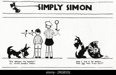 Simply Simon Cartoon Strip par Iris Chick dans Tail-Wagger-Magazine. Banque D'Images