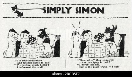 Simply Simon Cartoon Strip par Iris Chick dans Tail-Wagger-Magazine. Banque D'Images