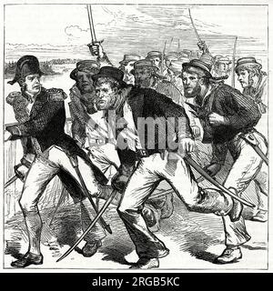 Capitaine Rowland Money dirigeant les Blue-Jackets, bataille de la Nouvelle-Orléans, 8 janvier 1815, événement tardif de la guerre de 1812. Banque D'Images