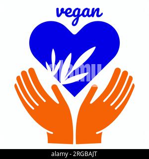 icône vegan. Bio, écologie, logo et badge bio Illustration de Vecteur