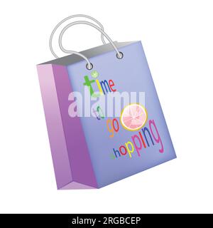 Sac en papier pour faire du shopping avec l'inscription temps pour aller faire du shopping Illustration de Vecteur