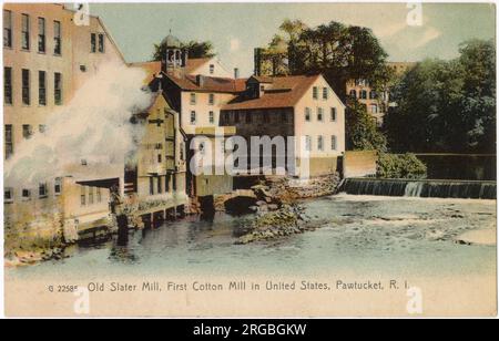 Old Slater Mill (première usine de coton aux États-Unis), Blackstone River, Pawtucket, Rhode Island, États-Unis - maintenant un musée. Banque D'Images