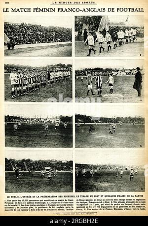 Match international de football féminin, France contre Angleterre, novembre 1920 Banque D'Images