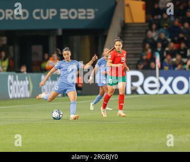 Adélaïde/Tarntanya, Australie, 8 août 2023, coupe du monde féminine de la FIFA, la française Sakina KARCHAOUI passe de l'aile Credit : Mark Willoughby/Alamy Live News Banque D'Images