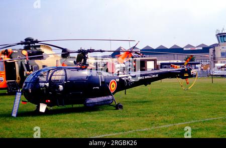 Force Navale Belge - Sud Aviation se.316B Alouette III M-1 / OT-ZPA (msn 1812), à Middle Wallop le 13 juillet 1986. (Force Navale Belge - Marine belge). Banque D'Images