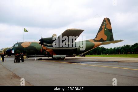 Forca Aerea Brasileira - Lockheed C-130E Hercules 2454 (msn 4114), de 1 Grupo Transports à RAF Greenham Common pour le tatouage aérien international le 23 juin 1979. (Forca Aerea Brasileira - Force aérienne brésilienne). Banque D'Images