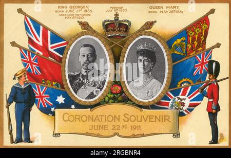 Couronnement souvenir - Roi George V (1865-1936) et Reine Mary (1867-1953) - 22 juin 1911. Banque D'Images