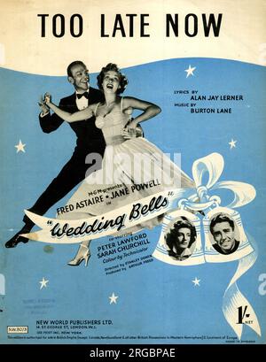 Couverture musicale, trop tard maintenant, paroles d'Alan Jay Lerner, musique de Burton Lane, du film MGM Wedding Bells avec Fred Astaire et Jane Powell Banque D'Images