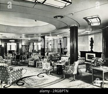 RMS Mauretania, salon, janvier 1949 Banque D'Images